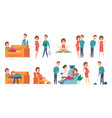 pregnant woman family couple waiting baby vector image