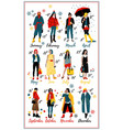 twelve young women or girls wearing stylish vector image