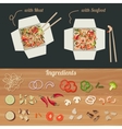 chinese noodles with ingredients vector image