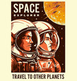 space explorer colorful vintage flyer vector image vector image