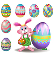 a bunny painting the eggs vector image