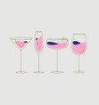 cocktail glasses manhattan champagne wine vector image vector image