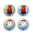 golden and silver badges with chicken head vector image