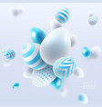 happy easter holiday background with 3d eggs vector image