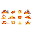 cartoon explosions exploding bomb fire cloud vector image vector image