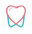 logo combination of heart and tooth vector image