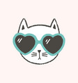 adorable face or head cat wearing heart-shaped vector image