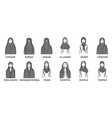 arabic clothes for women types of hijab vector image vector image