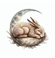 rabbit sleeps on a half moon in 3d style isolated vector image vector image