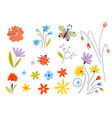 set multicolored spring flowers vector image vector image