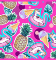 summer seamless pattern with unicorn and pineapple vector image