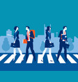 urban people cross road at crosswalk concept vector image vector image