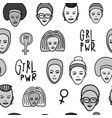 girl power woman face feminist seamless pattern vector image