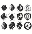 lion head with crown set royal cat golden luxury vector image vector image