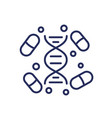 pills and dna line icon vector image vector image