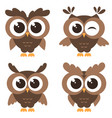 set of brown funny owls isolated on white vector image vector image