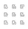 set line icons of mobile phone functions vector image vector image