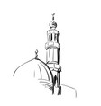 mosque minaret sketch islamic architecture hand vector image