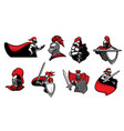 medieval knights with swords icons vector image vector image