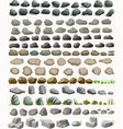 rock stone set with grass cartoon in flat style vector image vector image