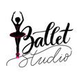 dance studio logo with young ballerina vector image