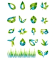 abstract green leaf shapes icon set vector image