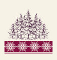 christmas pine trees forest snowflakes border vector image vector image
