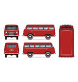 vintage red minibus mockup vector image vector image