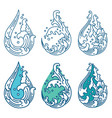 water wave line in droplet shape color set vector image