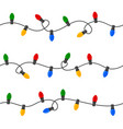 christmas lights seamless colorful garland set vector image