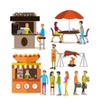 set of cartoon people characters and street vector image