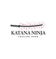 traditional samurai sword logo and blooming vector image vector image