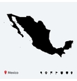 high detailed map of mexico with navigation pins vector image vector image