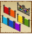 colorful set of fences with forged elements vector image