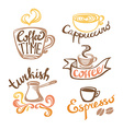 coffee hand drawn labels logo template collection vector image vector image