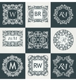 set luxury logos template flourishes calligraphic vector image