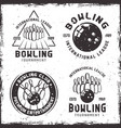 bowling set of four vintage emblems or badges vector image vector image