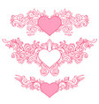 hand-drawn abstract hearts swirls sketchy vector image