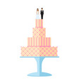 cute wedding cakes with floral decoration vector image