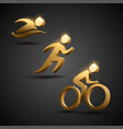 triathlon golden icons vector image