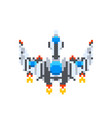big vintage spaceship game hero in pixel art vector image