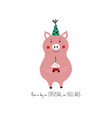 birthday card with funny pig vector image