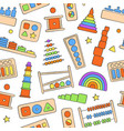children wooden toys for montessori games hand vector image