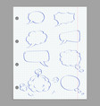 speech bubbles hand drawn sketch on lined paper vector image