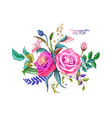 rose lily flower leaves bouquet pattern vector image