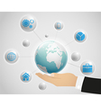 network globe on the hand vector image