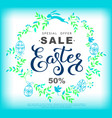 easter sale banner with wreath made of blue vector image vector image