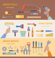 repair tools drill hammer screwdriver knife saw vector image vector image