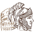 roman warrior on colosseum background vector image vector image