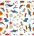 sea animals flat style seamless pattern vector image